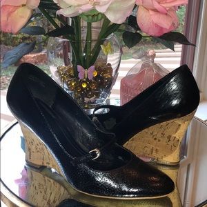 SALE 🍾 Franco Sarto black leather wedges